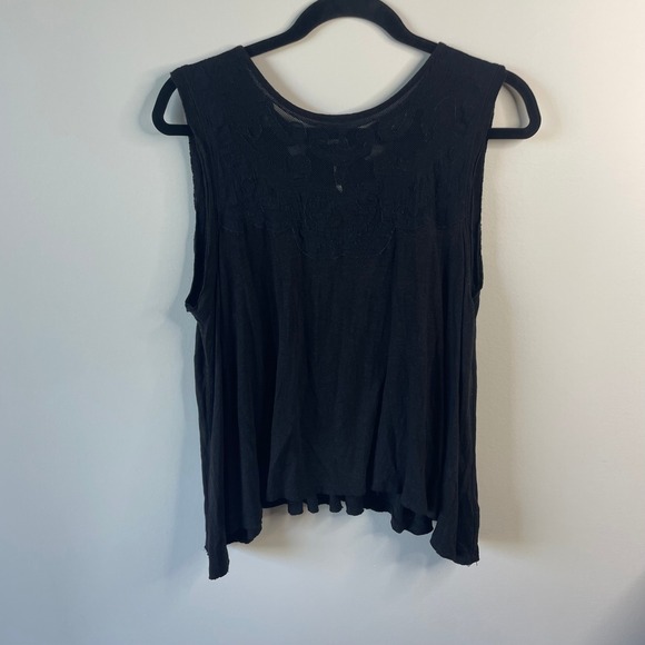 Free People Black Tank Top Lace Back Sleeveless Casual Blouse - Picture 1 of 4